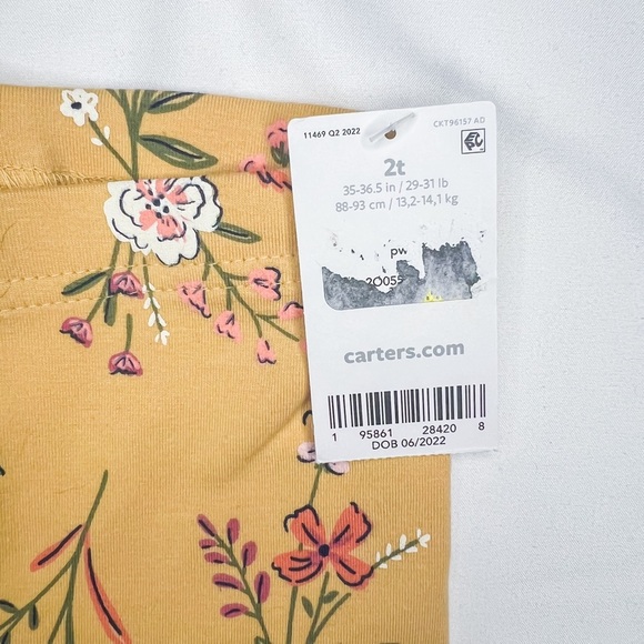Carter’s | Toddler Girls’ Floral Leggings | 2T - Picture 3 of 7